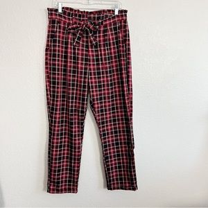 Almost Famous High Waisted Red Black Plaid Paperbag Pants 90’s Style Womens XL